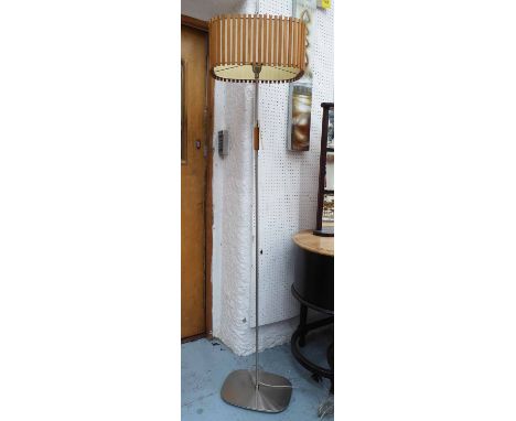 1960'S STANDARD LAMP, in steel with slatted shade, 174cm H.
