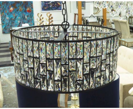 ENDON LIGHTING BELLE CYLINDRICAL CEILING PENDANT, 180cm Drop.