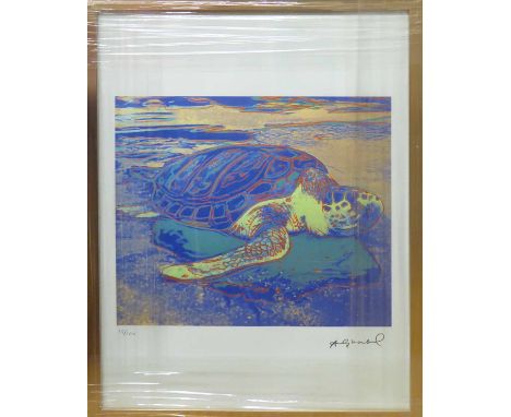 ANDY WARHOL 'Sea turtle', lithograph, with Leo Castelli blue stamp verso and George Israeli editeur embossing lower left, fro