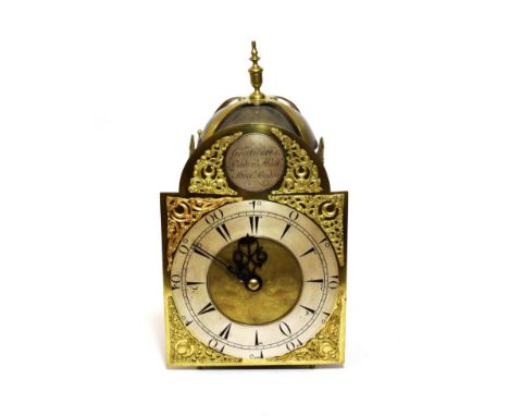 An 18th Century Turkish Market Arched Brass Dial Lantern Clock, signed Geo Clarke, Leaden Hall Street, London, circa 1760, 8-