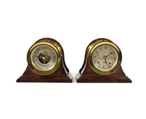 A Brass Ships Bulkhead Striking Clock, signed Shreve Crump &amp; Low Co, Boston, 20th century, movement with a platform escap