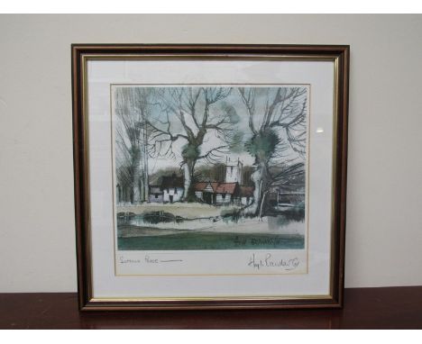 Hugh Brandon Cox "Suffolk Peace" coloured print pencil signed, framed and glazed, 27cm x 27cm