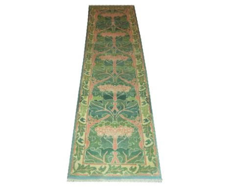 ARTS AND CRAFTS DONEGAL RUNNER, 333cm x 88cm, green field in the manner of Voysey.