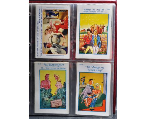 Postcards - x2 albums of vintage Seaside Humour / Comedy postcards - first album including artists Bamforth, Lime, Donald McG