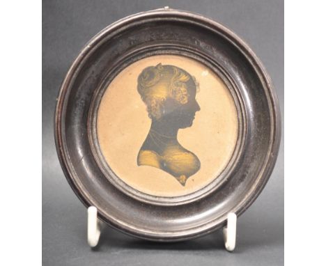 A late 19th century Victorian miniature silhouette portrait, the sitter being a Mrs Anna Dorothea Grey. The portrait having g