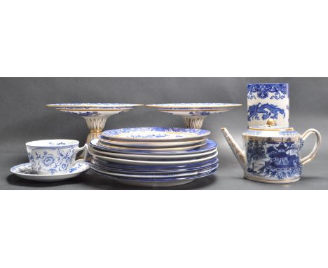 A large collection of early 20th century and later blue and white ceramic porcelain ware to include two Royal Worcester Chine