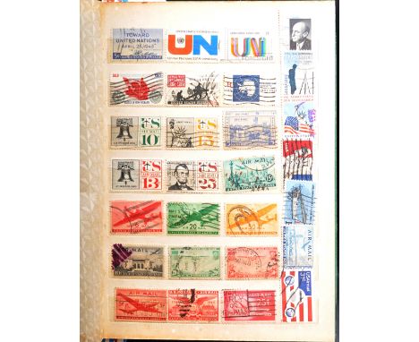 Stamps - x3 albums of 19th to 20th century stamps - one album mostly English QV to QEII, some Hong Kong issues, United States