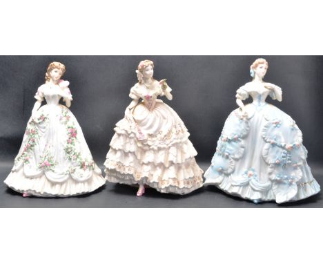 Group of three limited edition Royal Worcester ceramic porcelain figurines. The collection comprising of: Royal Worcester - T