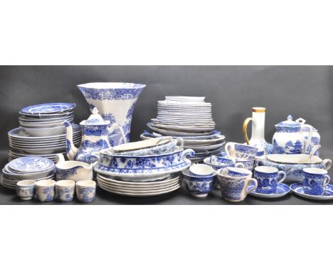 A large collection of vintage 20th Century blue and white china comprising of plates, servings dishes, soup bowl, egg cups, t