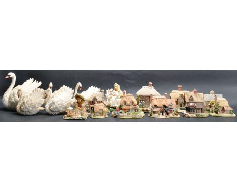 A collection of nine vintage 20th century Lilliput lane figurines comprising of Birdlip Cottage, Old shop at Bignor, Bargate 