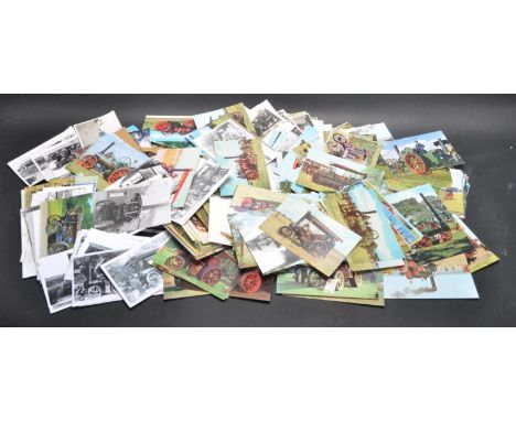STEAM ENGINE / Traction Engine on postcards. Transport of yesteryear. Interesting group of 350/400. Includes vintage B&amp;W 