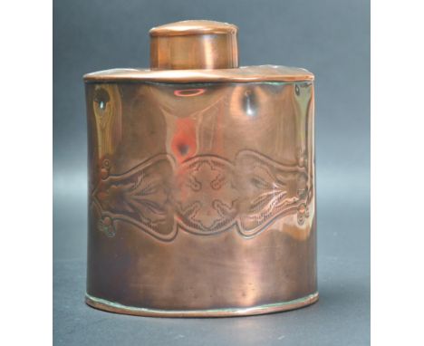 An early 20th century&nbsp; circa 1920s Art Nouveau Joseph Sankey &amp; Sons Copper Tea Caddy having floral decoration to the