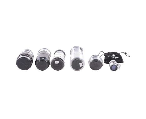 4 Nikon Nippon Kogaku lenses, including 105mm, 35mm, and 2x 135mm and a Zeiss Ikon 135mm lens, and a Nippon Kogaku viewfinder