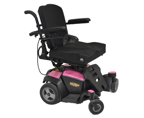 Kozmo Quantum compact portable wheelchair, pink housing to base, battery driven (2x 22 Amp).Condition report:There is no char