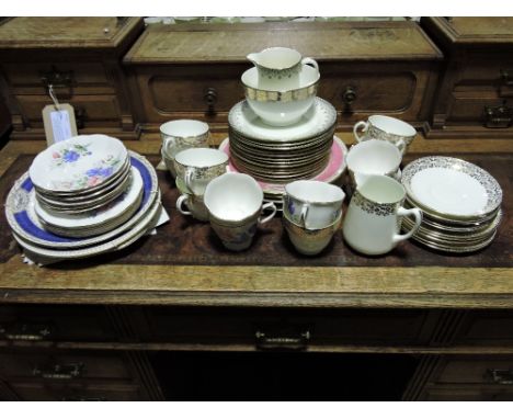 An Adderley bone china tea service for six place settings; together with another tea service and other sundry items.