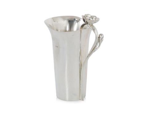 A CHRISTOFLE 'ANEMONE BELLE-EPOQUE' PITCHER JUG
France, silver plated jug with anemone flower stem to handle and everted lip,