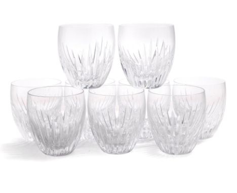 A SET OF NINE BACCARAT CRYSTAL MASSENA PATTERN TUMBLERS
Rounded with vertical cut decoration, etched marks to base, with two 