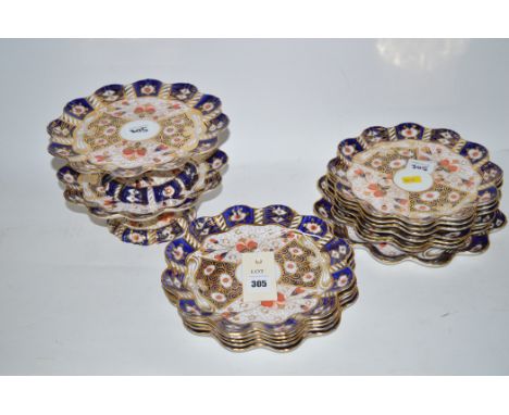 Derby style ceramic dessert service retailed, by Apsley Pellatt & Co., Northumberland Avenue, Charring Cross: eleven plates, 