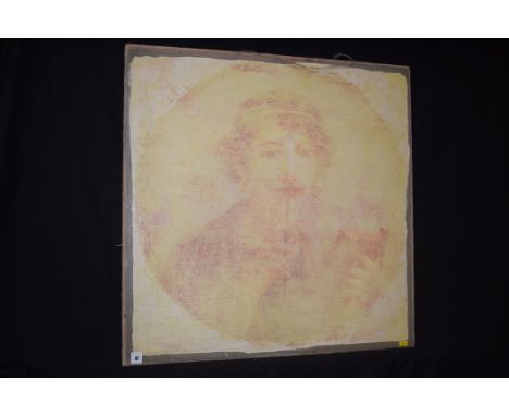 A contemporary British school mixed media painting with sand on canvas - a portrait.