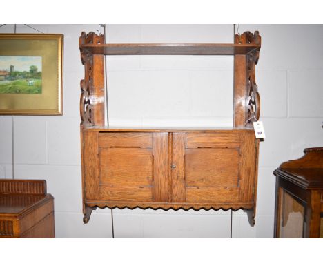 19th Century oak wall mounted shelf unit, 70cms wide.