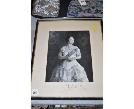 A signed photograph of Queen Elizabeth the Queen Mother, the portrait given on her official visit to the Debeers Group, at th
