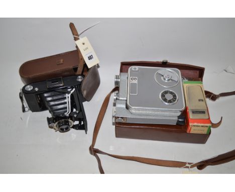 A Zeiss Ikon camera inscribed 'Nettar 510/2', in leather case; together with a Admica 8f video camera, in leather case.  (2)