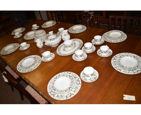 Wedgwood "Strawberry Hill" pattern part dinner and tea service, ten place settings.