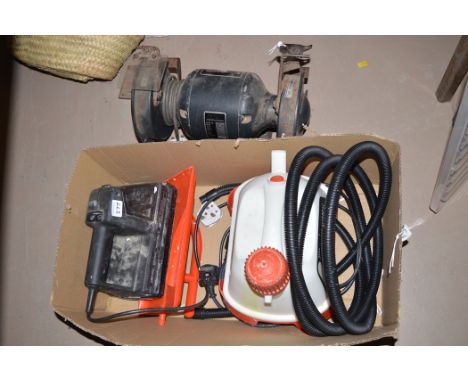 A Black & Decker wallpaper stripper; together with a Test Rite 6" bench grinder.