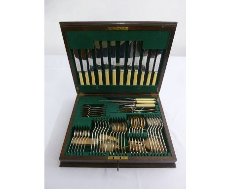 A silver plated canteen of flatware, for six persons in fitted case