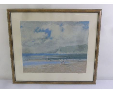 Norman R Hepple 1908-1994 framed and glazed limited edition polychromatic lithograph 174/185 of a seascape, signed bottom rig