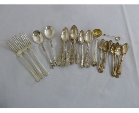 A quantity of silver flatware to include dessert forks and coffee spoons