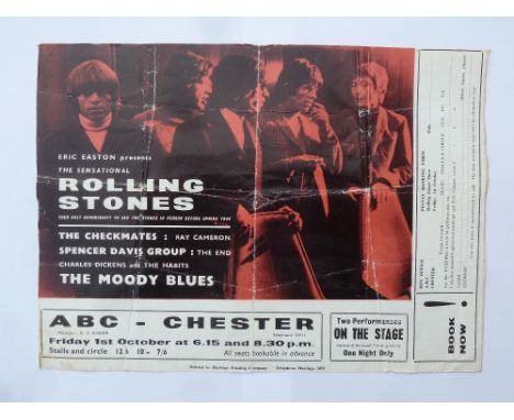 An original Rolling Stones handbill application form for a concert held at the ABC Chester, Friday 1st October 1965, 24 x 17.