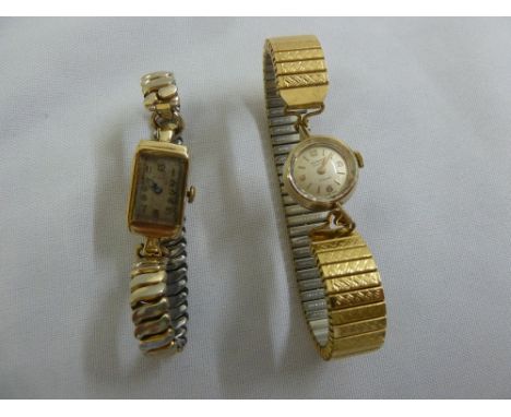 An antique Rolex ladies 9ct wristwatch and a 9ct yellow gold Rotary ladies wristwatch