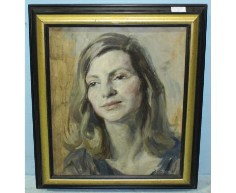 Hubert Andrew Freeth (1912 - 1986) Head and shoulders portrait study of a lady, signed, oil on board. 34 x 30cm.