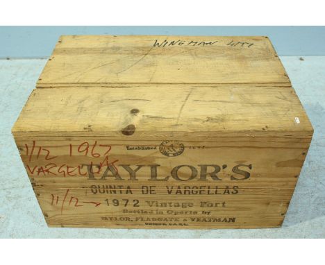 A twelve-bottle wooden case of Taylor's Quinta De Vargellas 1972 Vintage Port (unopened owc)
