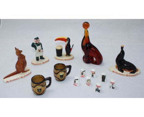 Various Guinness ceramics including four Carltonware Guinness figures,  'Zoo keeper', 'Kangaroo', 'Toucan' and 'Sealion', tog