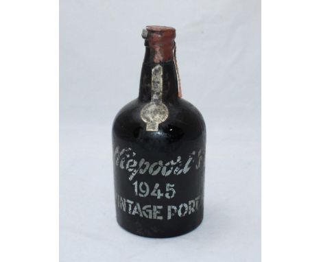 A rare bottle of Niepoort's 1945 Vintage Port, ulage bottom of neck, small portion of wax seal lacking but top sealed.