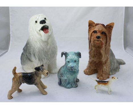 A Beswick Old English Sheep dog No. 2232 approximately 30cm high, together with a Beswick Yorkshire Terrier, No. 2377 and thr