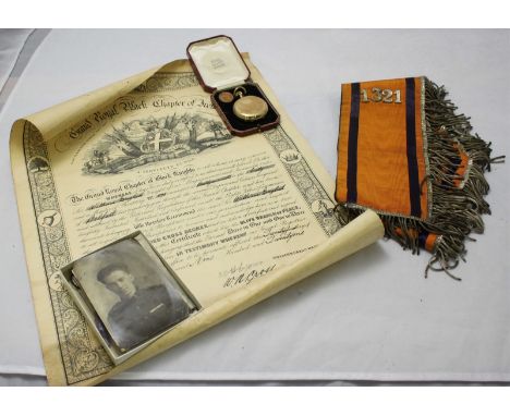 A small collection of Orangemen of the Orange Order memorabilia, belong to and presented to 'Sir  Knight William English' inc