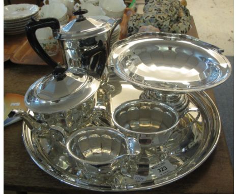 Sheffield silver plated tea service with circular tray.(B.P. 24% incl. VAT)