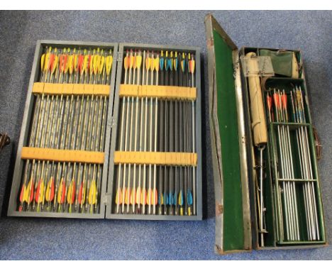 Two cases of flighted arrows.(B.P. 24% incl. VAT)   CONDITION REPORT:  Arrow lengths - 27.5 inches approximately and 30 inche
