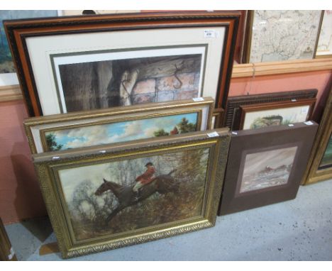 Group of assorted furnishing pictures, paintings, prints, tapestries etc. Framed. (8)(B.P. 24% incl. VAT)