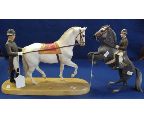 Two North Light modern composition equestrian groups representing figures and horses from the Cadre Noir French School of Equ