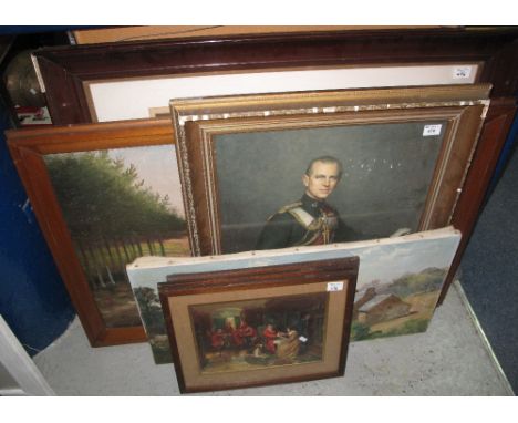 Group of assorted furnishing pictures, prints, paintings, portrait of the Duke of Edinburgh, etc., framed and unframed. (7)(B