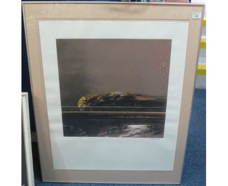 Lawrence Daws, (Australian, born 1927), 'Burning Train', limited edition screen print, signed by the artist in pencil, 39/75.