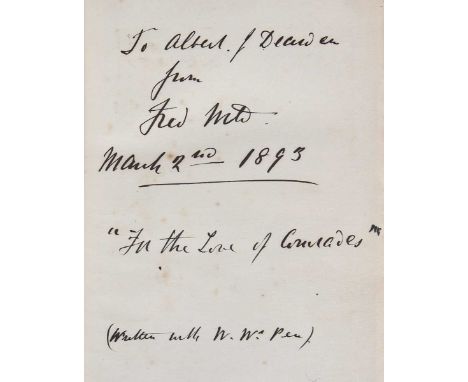 WHITMAN, Walt. Leaves of Grass. Philadelphia: David McKay, 1891-92. ‘Deathbed Edition’, second issue, 8vo (212 x 135mm.) Engr