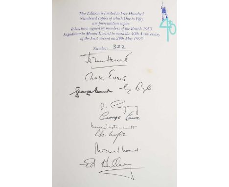 HUNT, John. The Ascent of Everest. London: Hodder &amp; Stoughton, 1993. Limited edition, this being number 322 of 500 copies