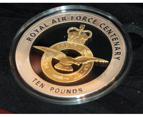 Guernsey Silver Proof £10 2018 'Royal Air Force Centenary,' obv. Rank-Broadley portrait of the Queen, rev. ROYAL AIR FORCE CE