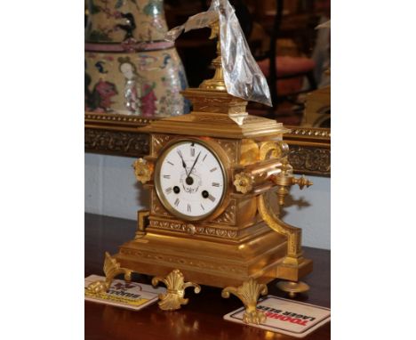 A 19th century ormolu mantel clock, Howell, James &amp; Co., with winder