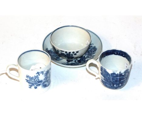 Two 18th century cups and a tea bowl and saucer 